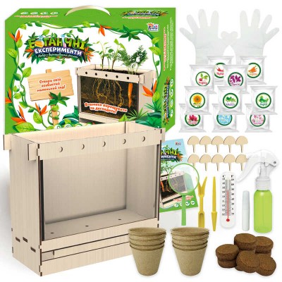 гр Ботанические эксперименты 70228 (6) "4FUN Game Club", грунт, бокс, перчатки, клей, садовые инструменты, термометр, таблички, семена, инструкция, ко