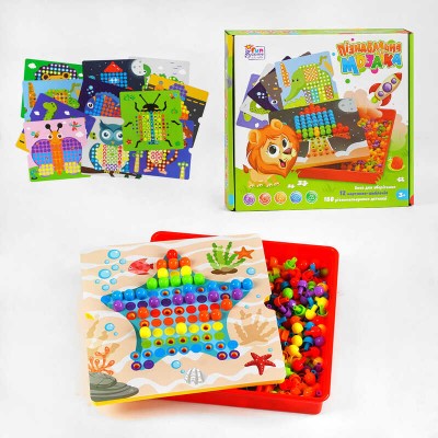 гр Мозаика 24749 (12/2) "4FUN Game Club", 180 элементов, 12 картинок-шаблонов, в коробке
