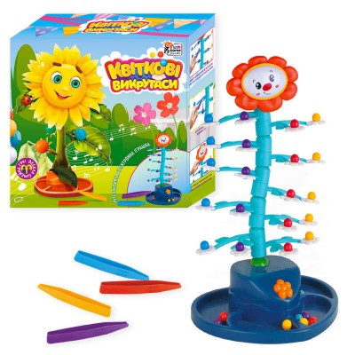 гр Настольная игра "Цветочные уловки" 70290 (12/2) "4FUN Game Club", звуки, мелодия, вращается, шарики, пинцеты, в коробке