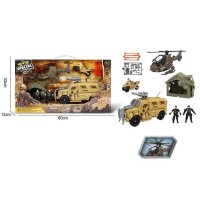 Набор военной техники G 3109-29 (9) вертолет, машин, скутер, 2 фигурки военных, оружие, палатка, в коробке
