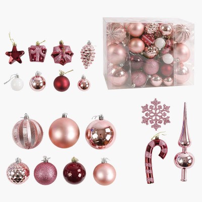 Новорічні прикраси C 67530 (16) 65 штук, кульки, зірочки, шишки, сніжинки, в слюді