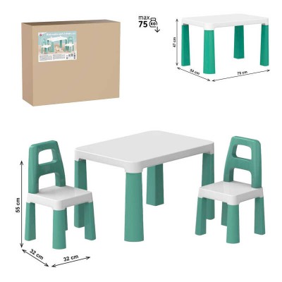 гр Детский стол с двумя стульями 0440 (1) "Technok Toys", скругленные углы, ножки со вставками, 2 стула, в коробке
