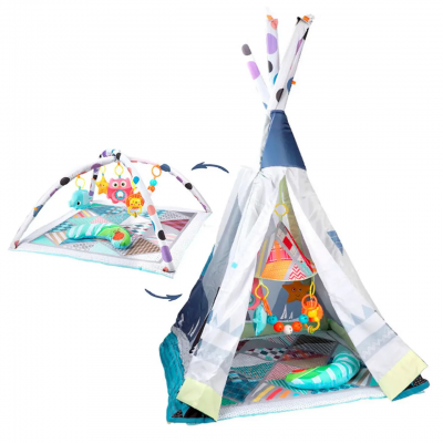 Дитячий розвиваючий ігровий килимок 2в1 намет Вігвам з подушечкою (JL634-1D)