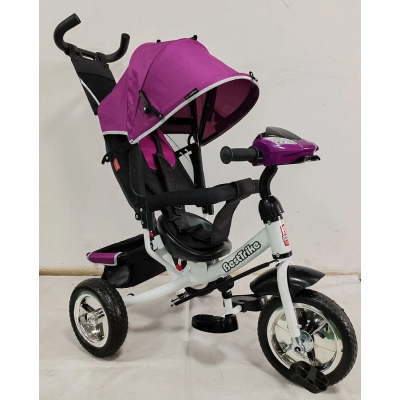 Дитячий триколісний велосипед-коляска з батьківською ручкою та музичною фарою для дівчинки BestTrike (62-192