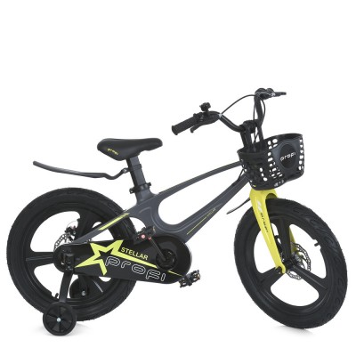 Велосипед дитячий двоколісний 18 дюймів SKD75 магнієвий з кошиком жовтий Profi STELLAR (MB 181020-3)
