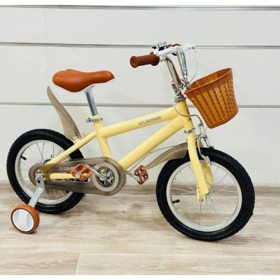 Велосипед детский алюминиевый 12 дюймов с корзинкой желтый Maraton (M01)