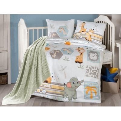 Комплект постельного белья для новорожденных First Choice - Safari Бамбук +Плед вязаный