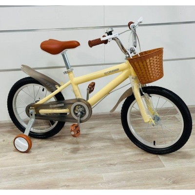 Велосипед детский алюминиевый 14 дюймов с корзинкой желтый Maraton (M01)