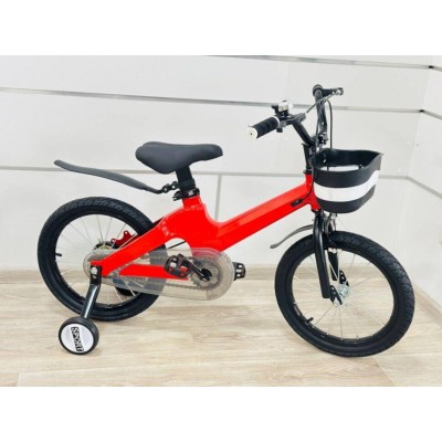Велосипед дитячий магнієвий 18 дюймів з кошиком та додатковими колесами червоний Maraton Cruiser M02