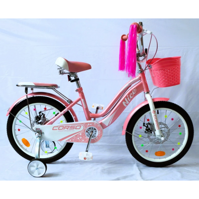 Велосипед дитячий 18 дюймів для дівчинки з кошиком та пляшкою Corso Nice (NC-18129)