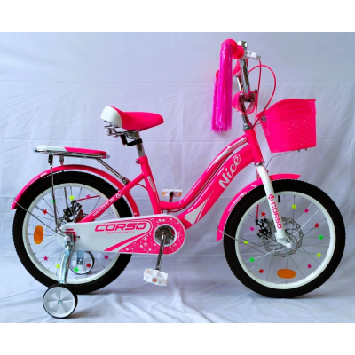 Велосипед дитячий 18 дюймів для дівчинки з кошиком та пляшкою Corso Nice (NC-18112)