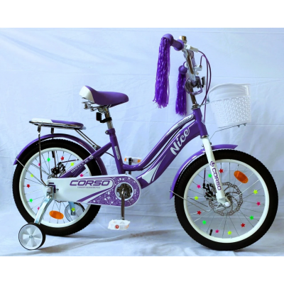Велосипед дитячий 18 дюймів для дівчинки з кошиком та пляшкою Corso Nice (NC-18100)