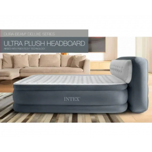 Надувний велюровий матрац ліжко з вбудованим електронасосом Intex (64448)