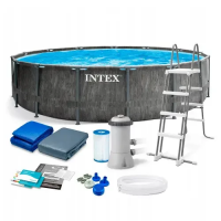 Басейн круглий каркасний (фільтр-насос сходи тент та підстилка) Intex (26330) Басейн круглий каркасний (фільтр-насос сходи тент та підстилка) Intex (26330)