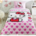 Літній односпальний комплект з покривалом-піке TAC Hello Kitty Love / простирадло на резинці