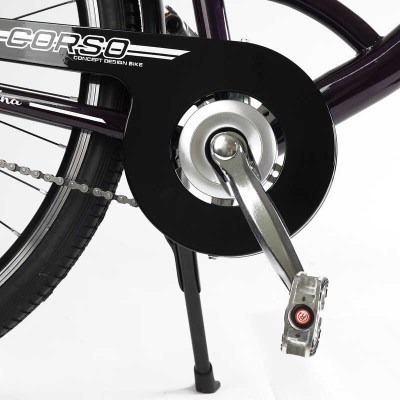 Велосипед городской Corso «FORTUNA» 28” FR-28077 + КОШКА (1) ТЕМНО-ФИОЛЕТОВЫЙ, односкоростной, стальная рама 20”, корзина, багажник