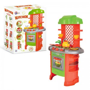 гр Кухня №7 0847 (3) "Technok Toys", плита, полочки, посуда, кастрюля, чайник, сковорода, лопатки, в коробке