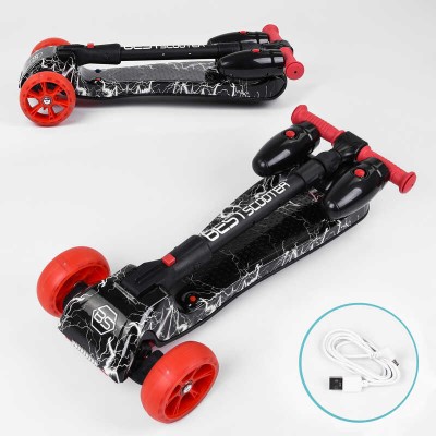 Самокат "Best Scooter" MAXI" 80542 с парогенератором (4) МУЗЫКА, ДЫМ, ТУРБИНЫ, пластмассовый, колеса PU 120х40мм, складной алюминиевый руль, в коробке