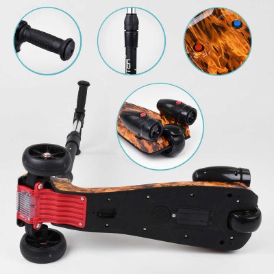 Самокат "Best Scooter" MAXI" 89341 с парогенератором (4) МУЗЫКА, ДЫМ, ТУРБИНЫ, пластмассовый, колеса PU 120х40мм, складной алюминиевый руль, в коробке