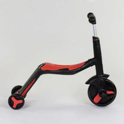 Самокат 3в1 JT 28288 (1) Best Scooter, самокат-велобег-велосипед, КРАСНЫЙ, свет, 8 мелодий, колеса PU, переднее колесо d=20см, задние d=11см