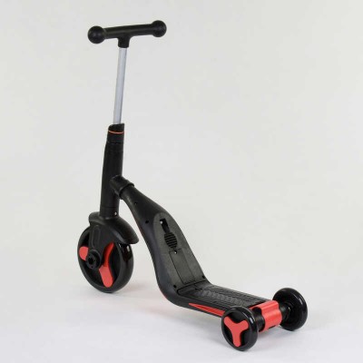 Самокат 3в1 JT 28288 (1) Best Scooter, самокат-велобег-велосипед, КРАСНЫЙ, свет, 8 мелодий, колеса PU, переднее колесо d=20см, задние d=11см