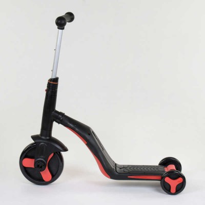 Самокат 3в1 JT 28288 (1) Best Scooter, самокат-велобег-велосипед, КРАСНЫЙ, свет, 8 мелодий, колеса PU, переднее колесо d=20см, задние d=11см