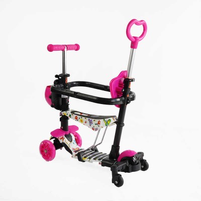 Самокат 5в1 LS-74050 (1) Best Scooter, с ДОП. КОЛЕСАМИ, защитный бампер, PU колеса со светом, в коробке