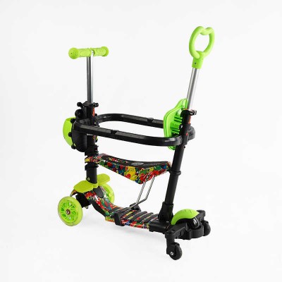 Самокат 5в1 LS-76235 (1) Best Scooter, с ДОП. КОЛЕСАМИ, защитный бампер, PU колеса со светом, в коробке