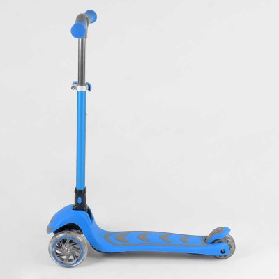 Самокат трехколесный 38603 (4) Best Scooter, Голубой, складной алюминиевый руль, 4 колеса PU со светом, d=12 см