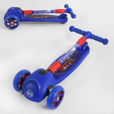 Самокат триколісний 47359 Best Scooter (1) СВІТЛО КОЛІС І ДИСКІВ, складане кермо, передні колеса PU 120х35мм, задні колеса PU 80х48мм