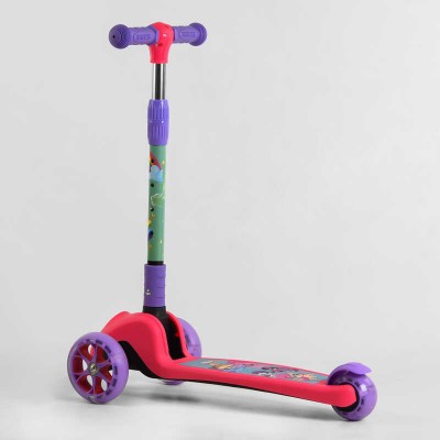 Самокат трехколесный 68055 Best Scooter (1) СВЕТ КОЛЕС И ДИСКОВ, складной руль, передние колеса PU 120х35мм, задние колеса PU 80х48мм