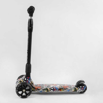 Самокат триколісний Best Scooter 98-277 MAXI (6) складане алюмінієве кермо, 3 колеса PU зі світлом, переднє 130х35 мм, заднє 80х45 мм, в коробці