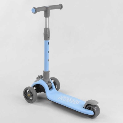 Самокат трехколесный D-0885 (6) Best Scooter, Голубой, складной алюминиевый руль, 3 колеса PU со светом, d=120*35мм