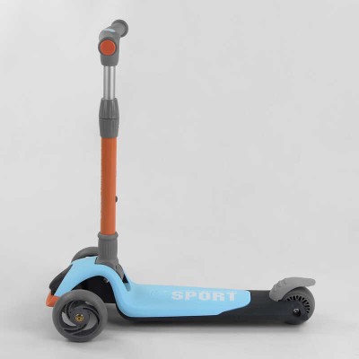 Самокат триколісний F-39015 (6) Best Scooter, БЛАКИТНИЙ, складане алюмінієве кермо, 3 колеса PU зі світлом, d=120*35мм