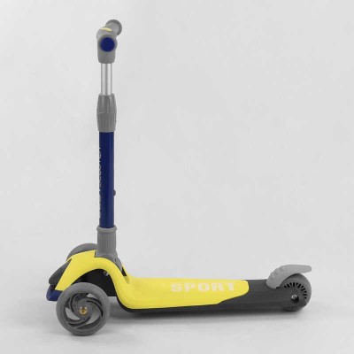 Самокат триколісний F-55295 (6) Best Scooter, ЖОВТИЙ, складане алюмінієве кермо, 3 колеса PU зі світлом, d=120*35мм