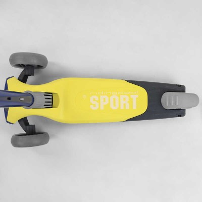 Самокат триколісний F-55295 (6) Best Scooter, ЖОВТИЙ, складане алюмінієве кермо, 3 колеса PU зі світлом, d=120*35мм