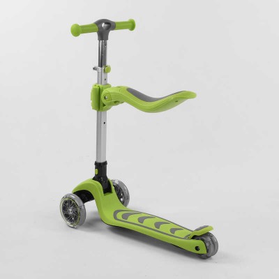 Самокат триколісний Т-07196 (4) Best Scooter, САЛАТОВИЙ, З СИДЕННЯМ, складане алюмінієве кермо, 4 колеса PU зі світлом, d=12 см Самокат триколісний Т-07196 (4) Best Scooter, САЛАТОВИЙ, З СИДЕННЯМ, складане алюмінієве кермо, 4 колеса PU зі світлом, d=12 см