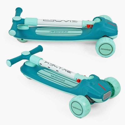 Самокат триколісний "Skyper" Y-70522 (8) колеса PU 125х40мм зі світлом, музика та підсвічування платформи, кермо складане, в коробці