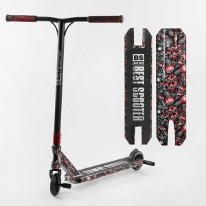 Самокат трюковый Best Scooter BS-77488 (4) HIC-система, ПЕГИ, алюминиевый диск и дека с ПРИНТОМ, колеса PU, d=110мм, ширина руля - 60 см, в коробке