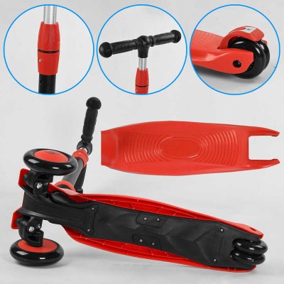 Самокат-велобег 3в1 трехколесный BS-71899 (4) Best Scooter, 3 колеса PU со светом, сиденья, амортизаторы, родительская ручка