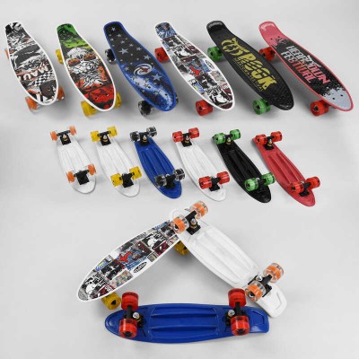 Скейт Пенні борд S 00164 Best Board (6) 6 видів, колеса PU, d=6см, світяться