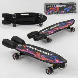Скейтборд S-00501 Best Board (4) з музикою та димом, USB зарядка, акумуляторні батареї, колеса PU зі світлом 60х45мм