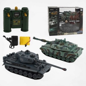 Танкова битва на радіокеруванні 99823 (8/2) 2 танки, акумулятори 4.8 V, пульти 2.4 GMHz, звуки, підсвічування, гумові гусениці, рухома вежа, в коробці
