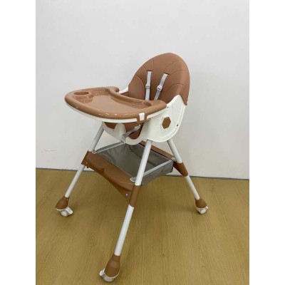 Стільчик для годування Toti FR- 40735 (1) сталева конструкція, матеріал тканини PU, знімний столик, опускна спинка, 4 колеса, в коробці