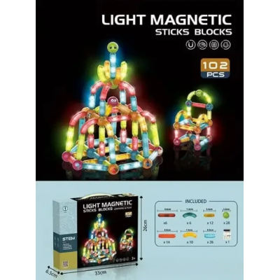 Детский магнитный конструктор с подсветкой 102 детали Light Magnetic Blocks (8908) Детский магнитный конструктор с подсветкой 102 детали Light Magnetic Blocks (8908)