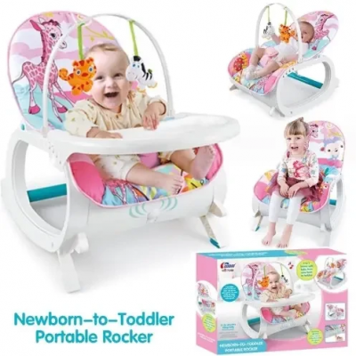 Дитяче крісло-гойдалка (шезлонг зі столиком) рожеве для дівчинки (7288)