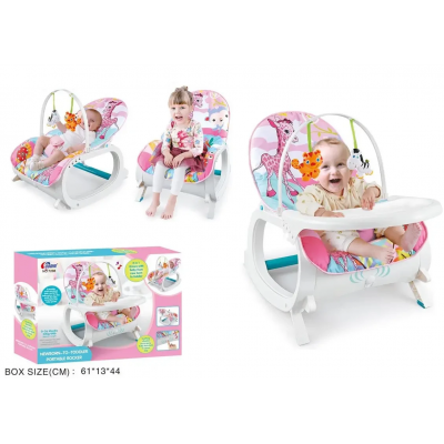 Дитяче крісло-гойдалка (шезлонг зі столиком) рожеве для дівчинки (7288)