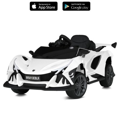 Электромобиль детский одноместный спорткар 4 мотора 45W аккумулятор 12V10AH белый (M 5813EBLR-1)