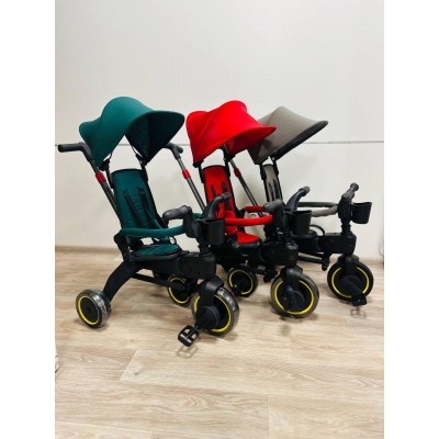 Колясочний триколісний дитячий велосипед складаний 7в1 Tri-cycle зелений (Donna)
