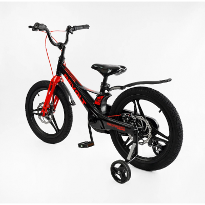 Велосипед дитячий двоколісний 18 дюймів магнієвий литі диски чорно-червоний Corso «REVOLT» (MG-18747)